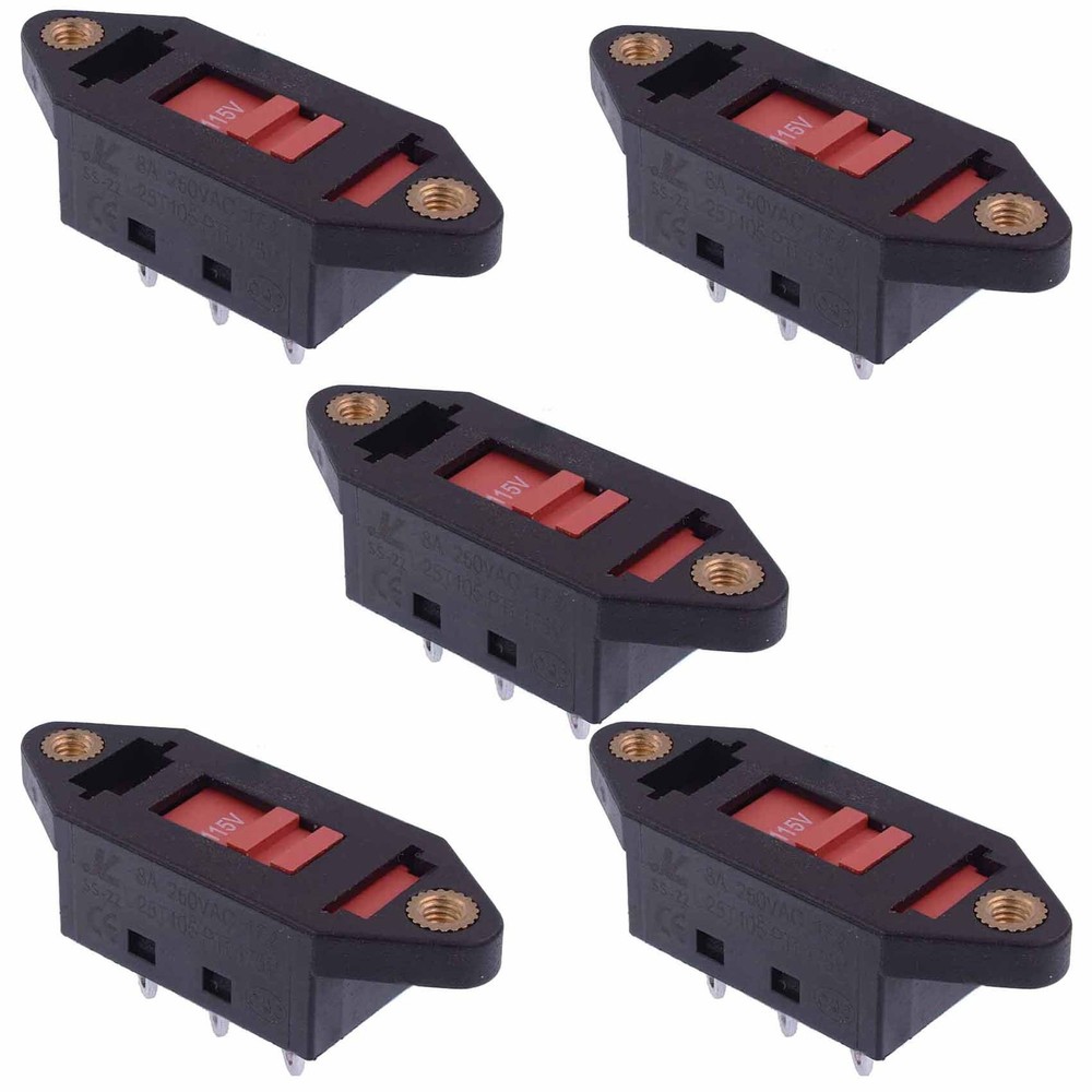 5 x On-On Voltage Selector Slide Switch DPDT 6A