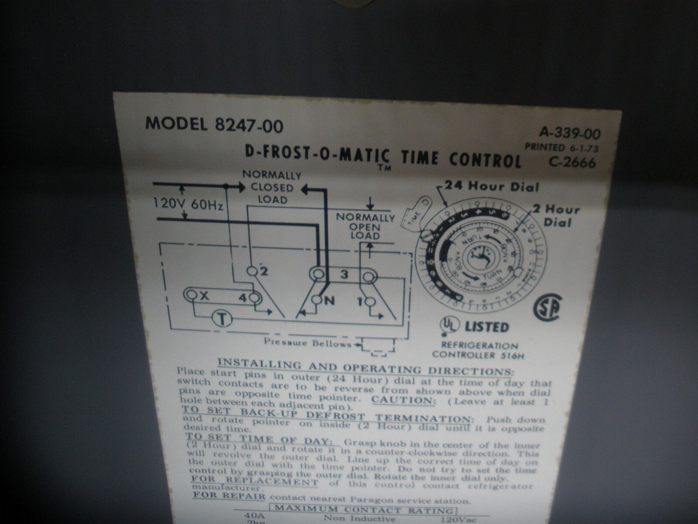 PARAGON 8247-00 DEFROST TIME CONTROL 900594