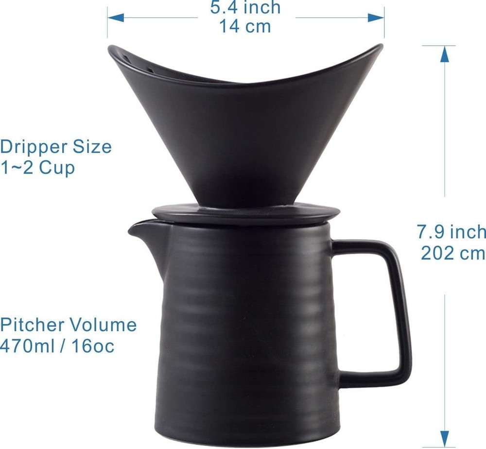 Drip coffee maker, ceramic coffee filter cup 17 oz / 500 ml,