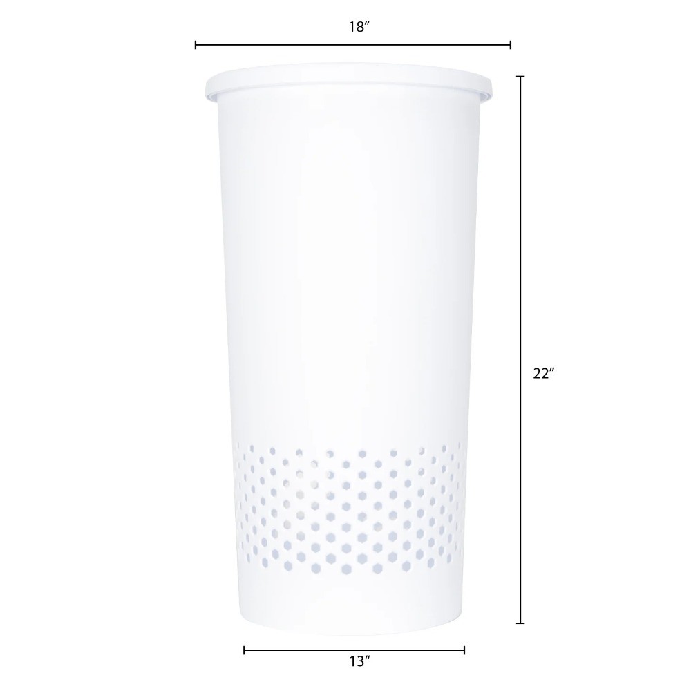 Round Lidded Hamper, White, Adult