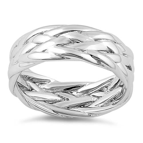 925 Sterling Silver Basket Weave Eternity Band