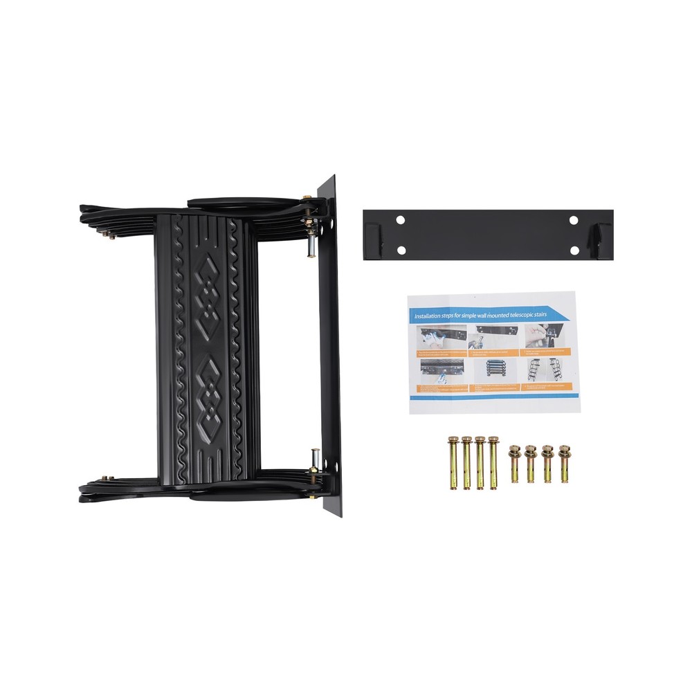 Wall Mounted Attic Ladder, Pull Down Telescoping Step Ladder, 4 Steps Ladder