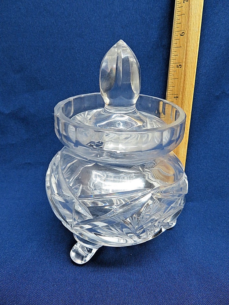 Clear Cut Crystal Footed Jelly, Jam Jar