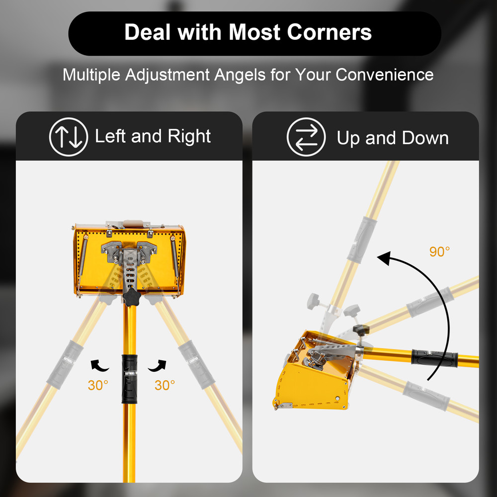Drywall Taping Tools Flat Finishing Box Kit + 40''-64'' Extendable Handle 9.8 in