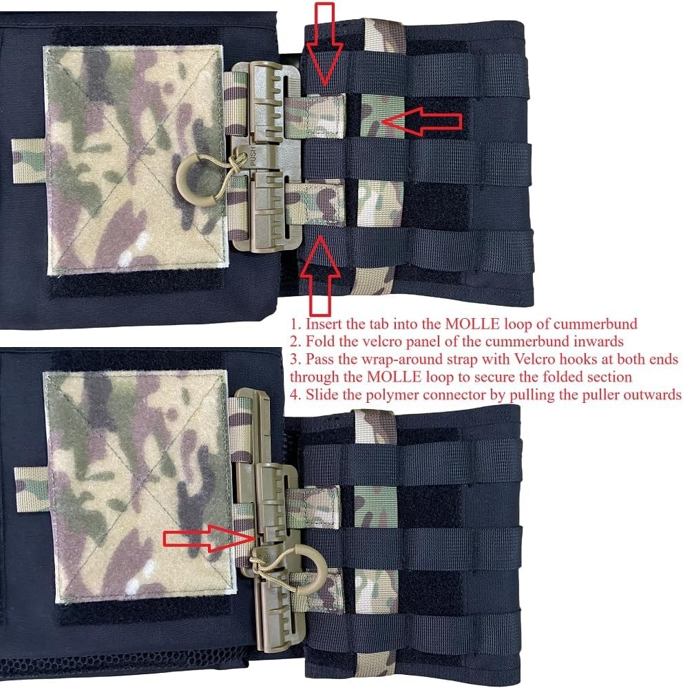 MOLLE Vest Quick Disconnect Buckle & Hook Strap for Silent Airsoft Training
