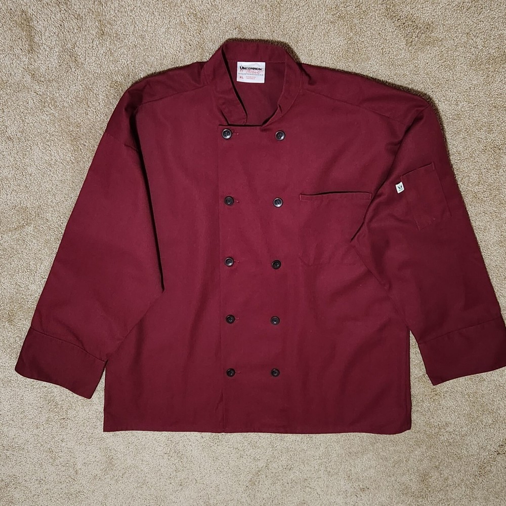 Uncommon Thread Chef Coat Unisex size Medium Burgundy Jacket