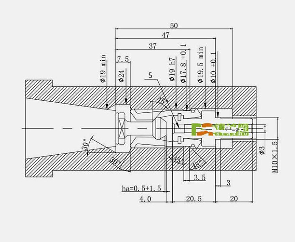 1x BT30 4 Petal Clamp Pull Claw Tool CNC Spindle 45 Degree Outer Screw Pull Part
