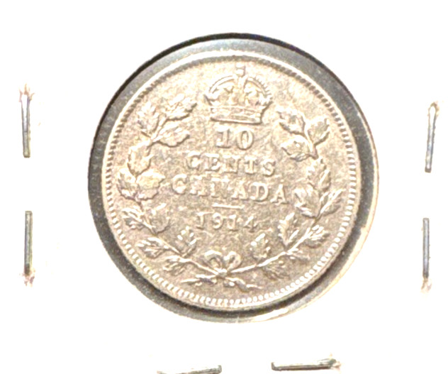 Canada 1914 ten cents KM 23 VF+