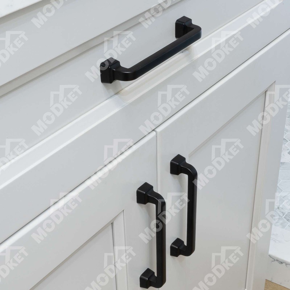 Square Matte Black Solid Cabinet Handles Pulls Knobs Kitchen Bathroom Drawer