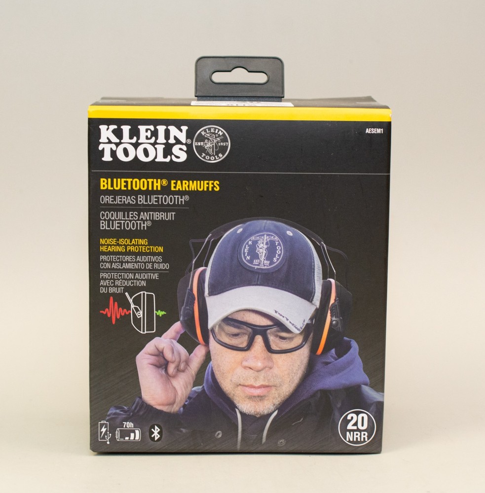 (MA4) Klein Tools AESEM1 Bluetooth Earmuffs, NRR 20dB, 70-Hour Runtime