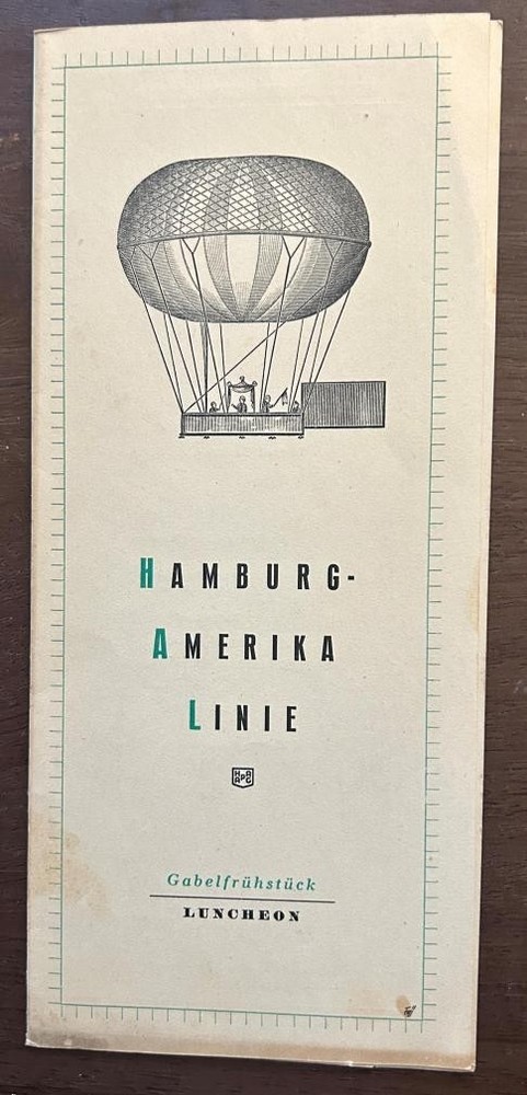 DEUTSCHLAND (Hamburg American) 1937 LUNCH MENU