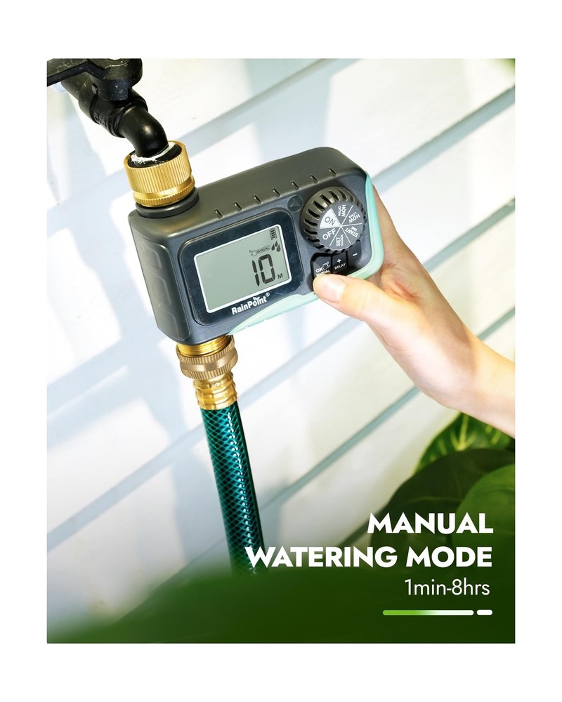 RAINPOINT Sprinkler Timer with Brass Inlet & Outlet, Programmable Hose Timer ...