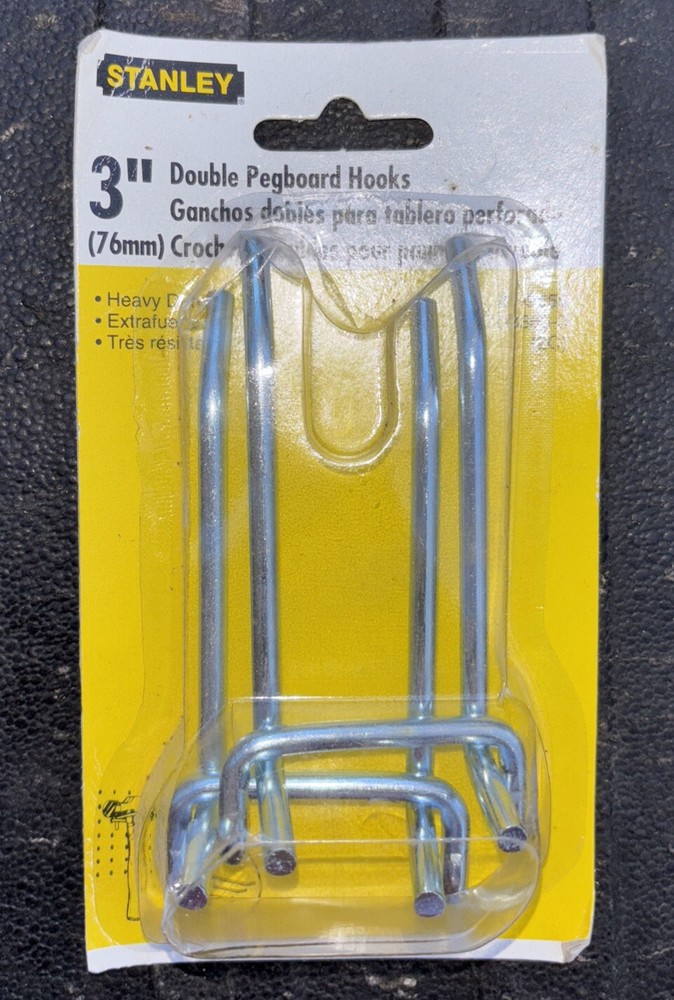 Stanley 3” Double Pegboard Hooks  (81-9655)   Heavy Duty