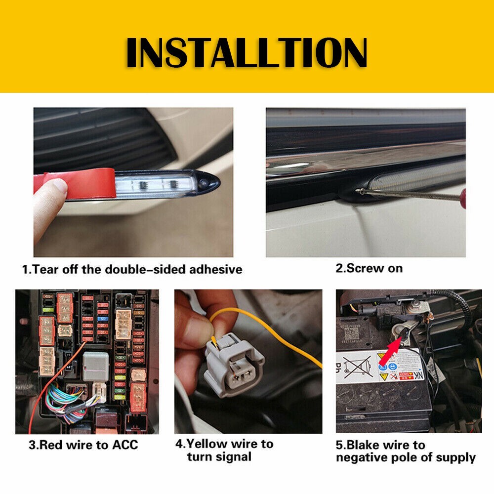 2pcs DRL Headlight Strip LED Light Daytime Running Sequential Turn Signal Lamp