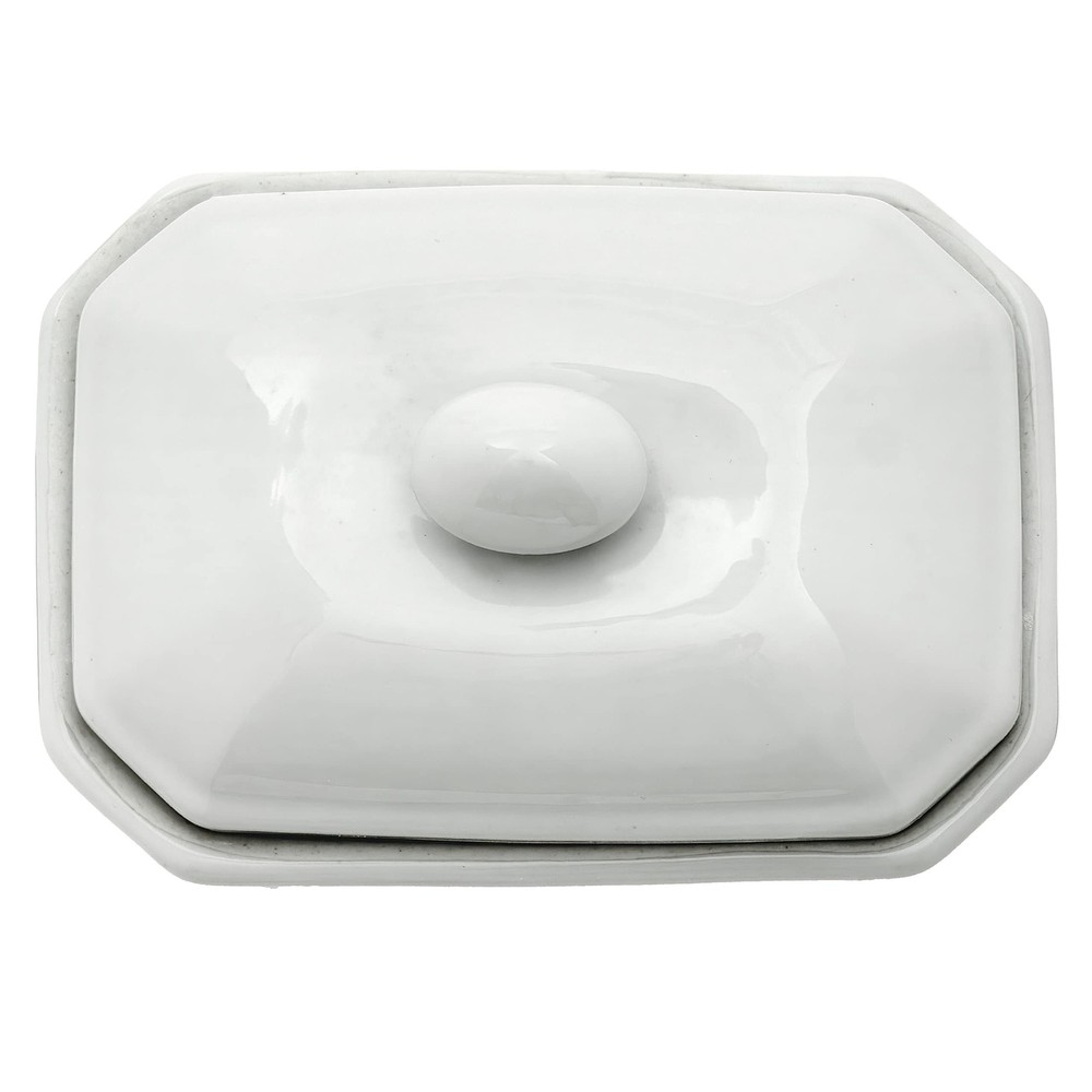 Red Lantern 8" White Porcelain Covered Jar