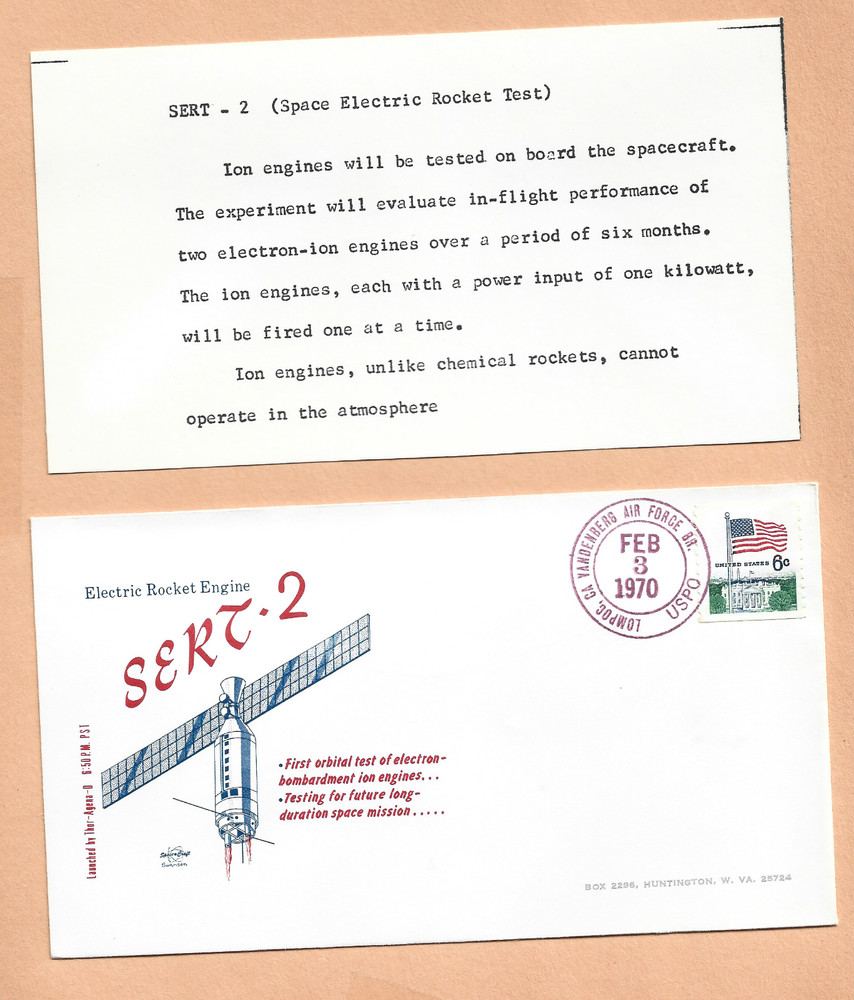 SERT 2 ELECTRIC ROCKET ENGINE LAUNCH FEB 3,1970 VAFB  SPACECRAFT SWANSON SPACE