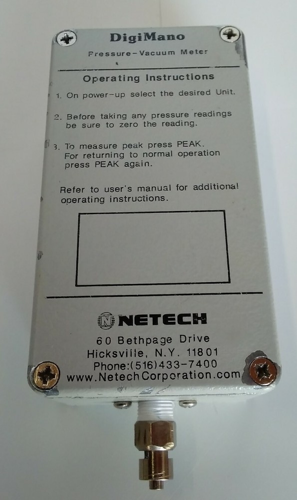 NETECH DigiMano Pressure- Vacuum Meter (Untested)