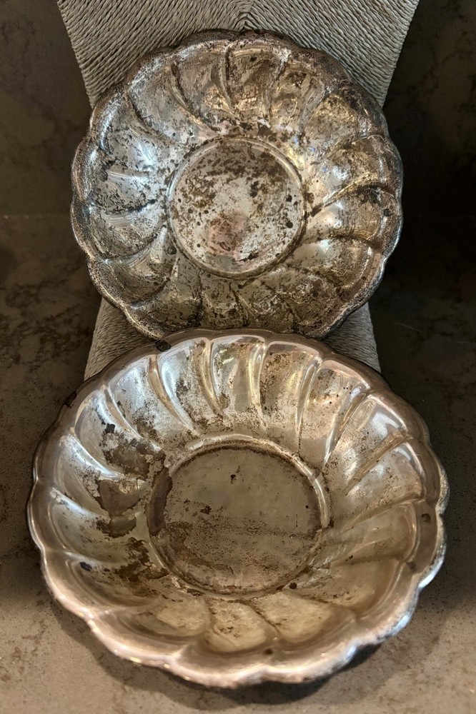 TWO ( 2 ) 168+ GRAMS | Alvin Solid Sterling Bowls | Pattern S182 | SCRAP LOT