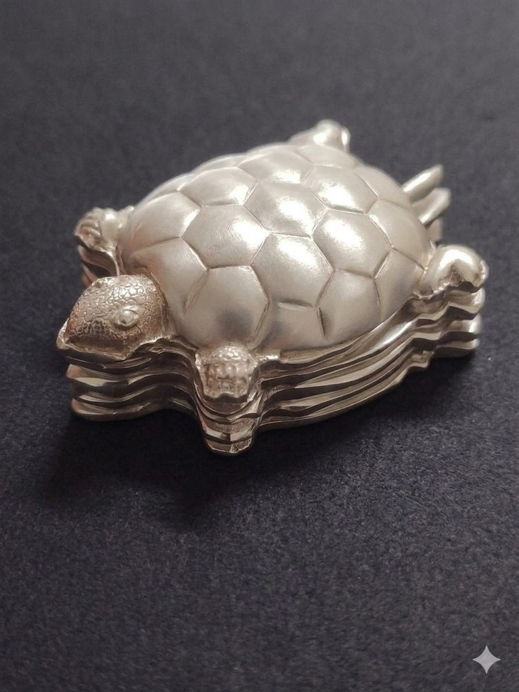 Stackable .999 Fine Silver Turtle Die Pressed Unique Handmade Stackers