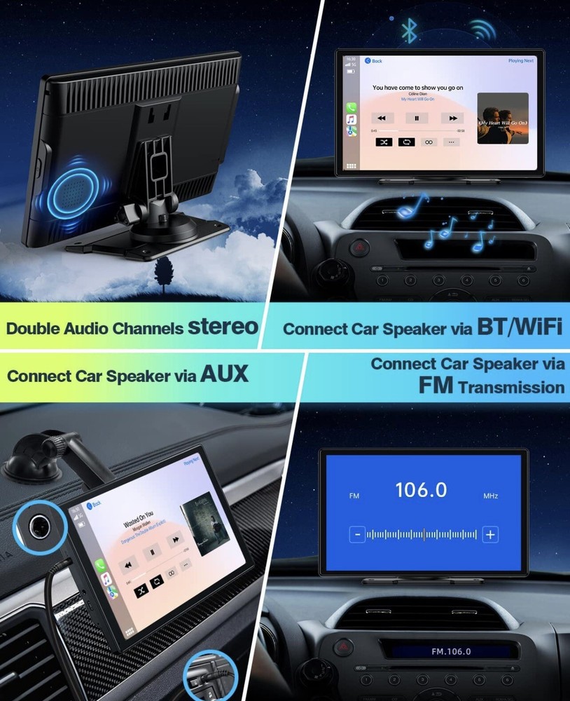 9” Apple Car Play Android Auto Portable GPS Navagation Backup Camera