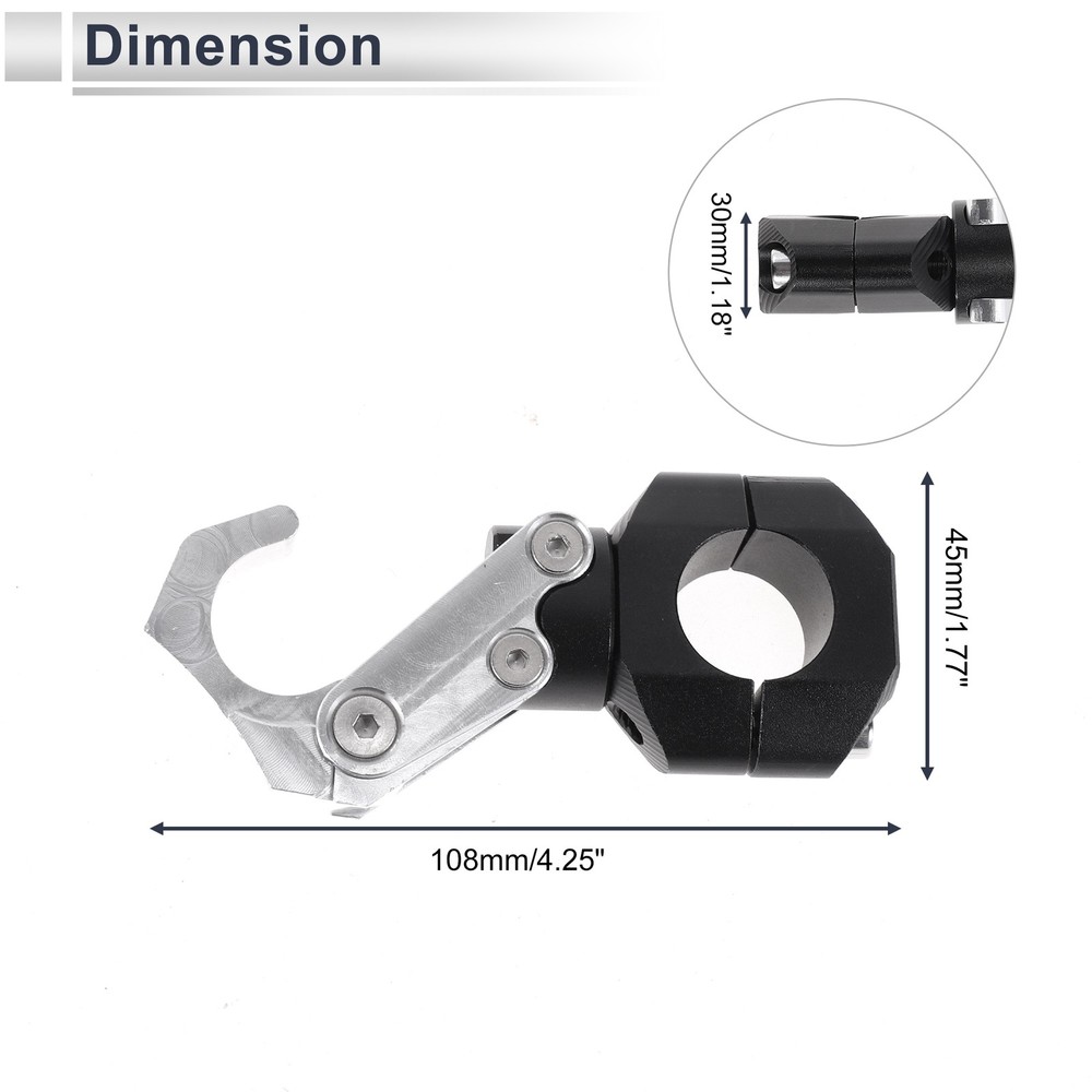 Rectangular Motorcycle Hook with Key 1 Set Silver