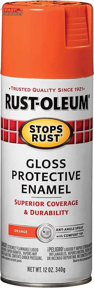 Rust-Oleum 214084 Stops Rust Spray Paint, 12 Oz, Gloss Orange