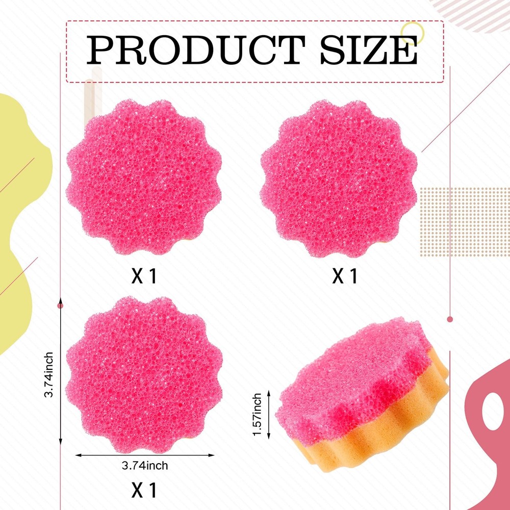 3 Pcs Dual Sided Scrub Sponge Multi Functional Cute Temperature Sensitive Non...