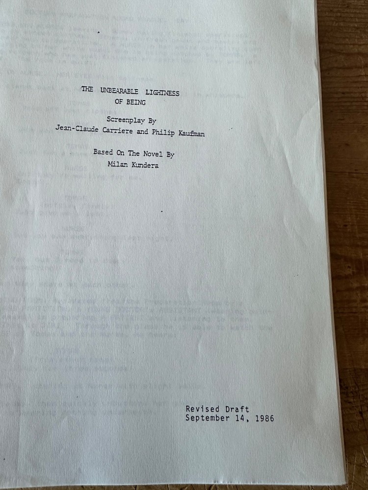 THE UNBEARABLE LIGHTNESS OF BEING MOVIE SCREENPLAY SCRIPT