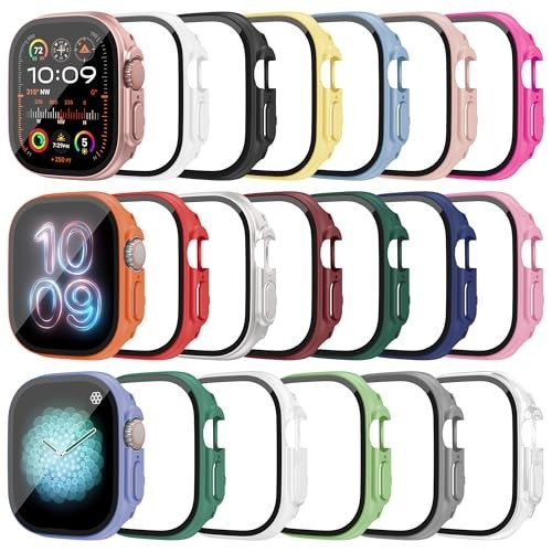 20 Pack Protective Case for Apple Watch Ultra 49mm + Tempered Glass Screen Prote