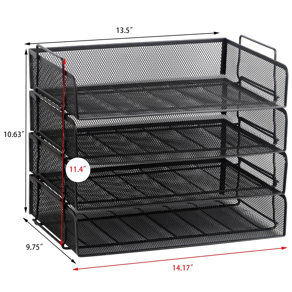 EASEPRES 4 Pack Stackable Desk Paper Tray, Metal Mesh Desktop Document Letter...