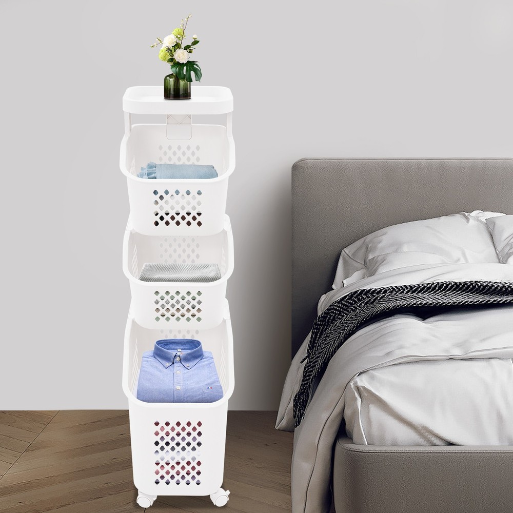 Rolling Laundry Baskets 3 Tiers Laundry Basket with Wheels Modern Laundry Hamper