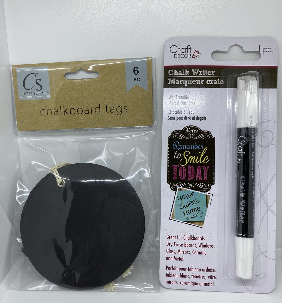Chalkboard Tags With White Chalk Writer