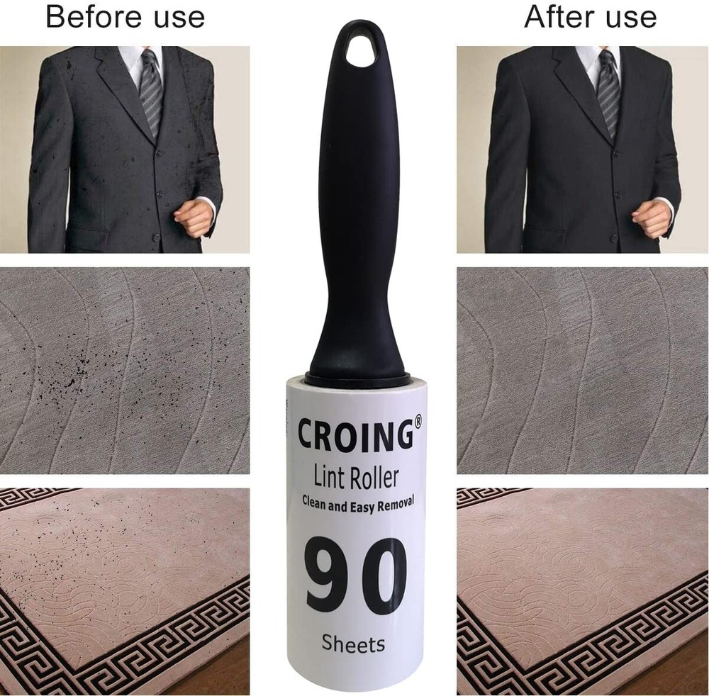 𝙇𝙞𝙣𝙩 𝙍𝙤𝙡𝙡𝙚𝙧𝙨 720 Sheets Lint Roller Value Pack, Works White, Black US