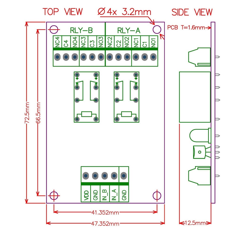 Electronics-Salon 2 DPDT Signal Relay Module Board, DC 5V Version, for Arduin...