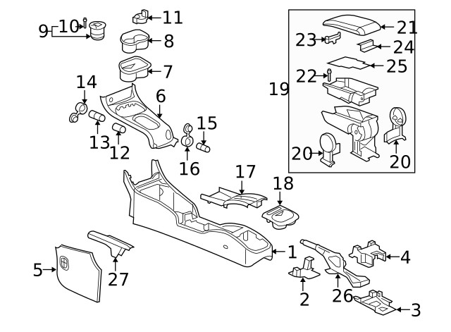 Light Gray Front Floor Console Transmission Shift Opening Trim Plate (15212344)