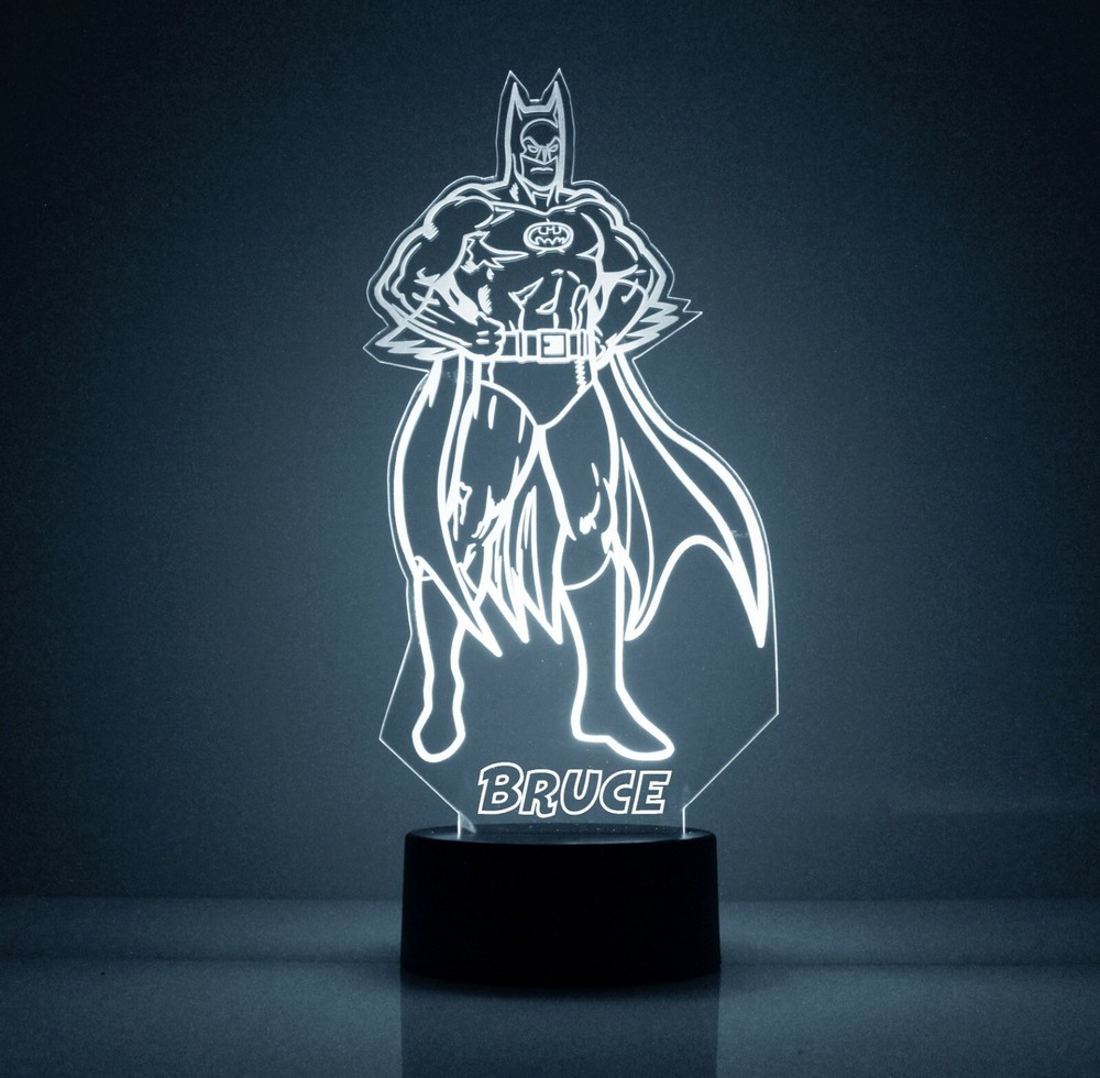 Batman Personalized FREE, LED Night Light Lamp with Remote Control LED Light