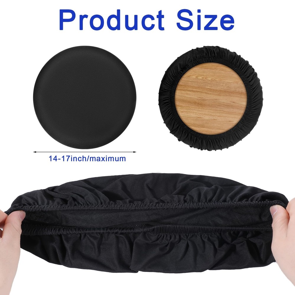 2 Pcs Bar Stool Covers Black Round High Elastic Bar Stool Covers Soft Stools ...