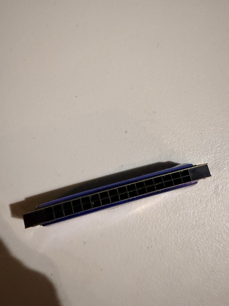 VINTAGE M BROTHER FLYING EAGLE HARMONICA INSTRUMENT, BLUE POLISHED