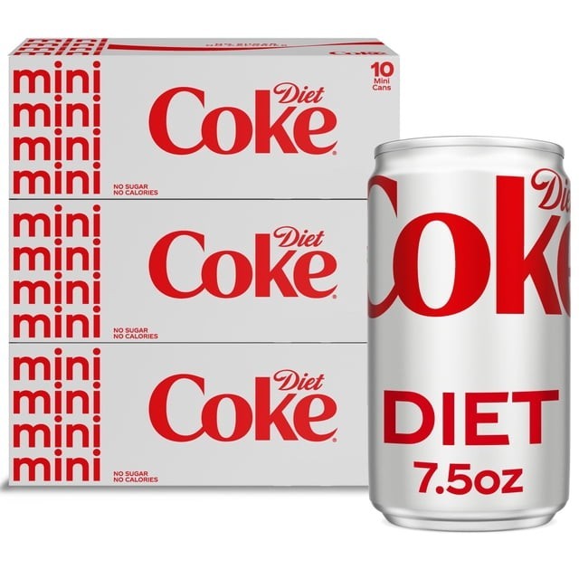 DIET COKE MINI CANS (7.5 oz/30 CANS PER BOX) ZERO SUGARS/ZERO CALORIES