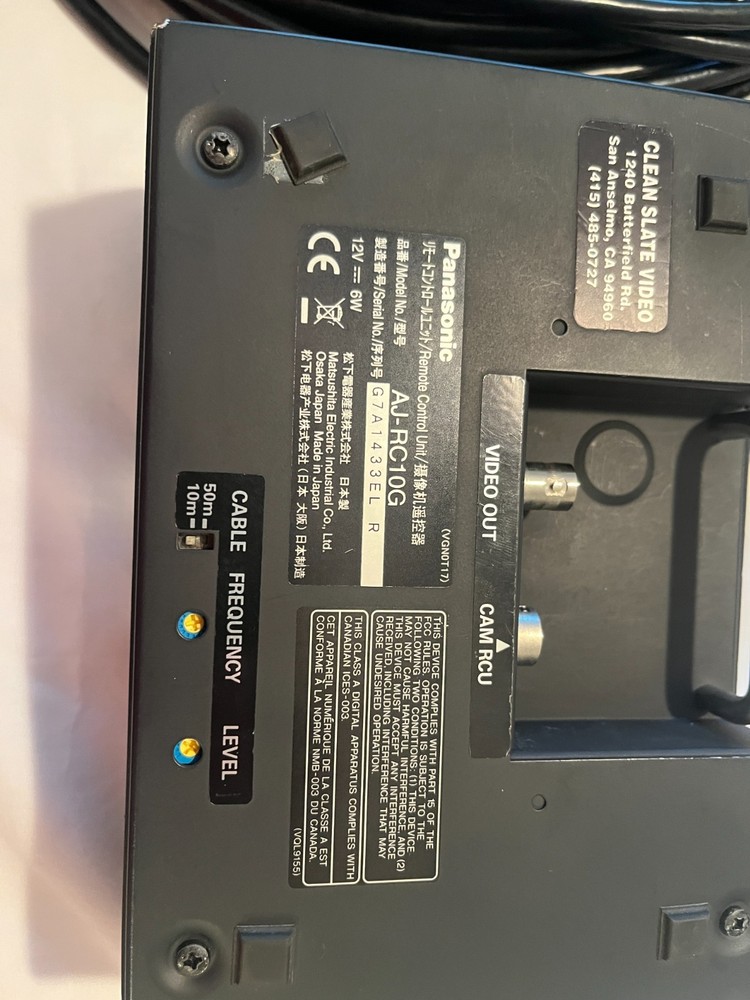 Panasonic AJ-RC10G Remote Control With Cable 30 ft