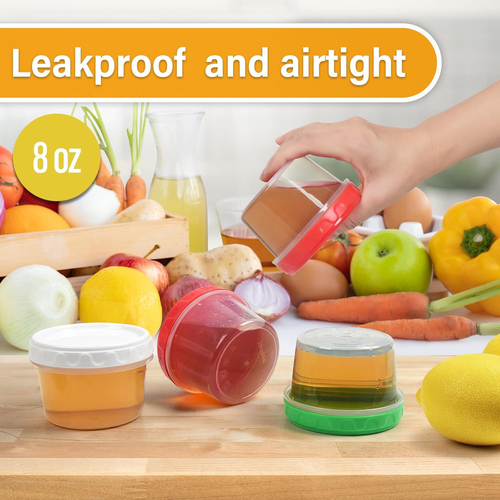8 Oz Small Freezer Containers with Lids Stackable Plastic Food Storage Container