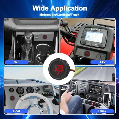 2PCS DC 4V-100V Voltage Meter, Digital Waterproof Voltmeter with Threaded Red