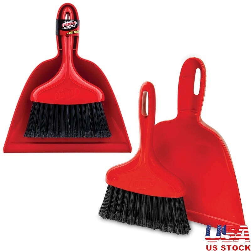 Durable Whisk Broom & Dustpan Heavy Duty Quick Clean Ups Multi-Surface New