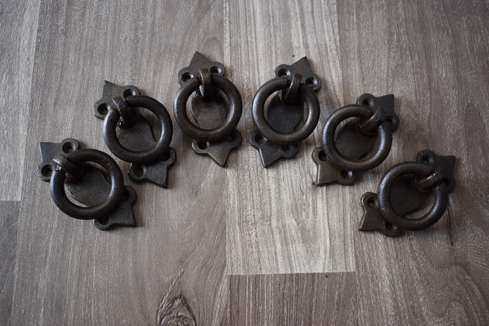 VINTAGE Handforged chest door KNOCKER ring Pull drop handle knob 6 pic