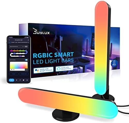 Smart LED Light Bars, Juylux Bright Gaming Lights w/ 10 Dynamic Modes, bluetooth