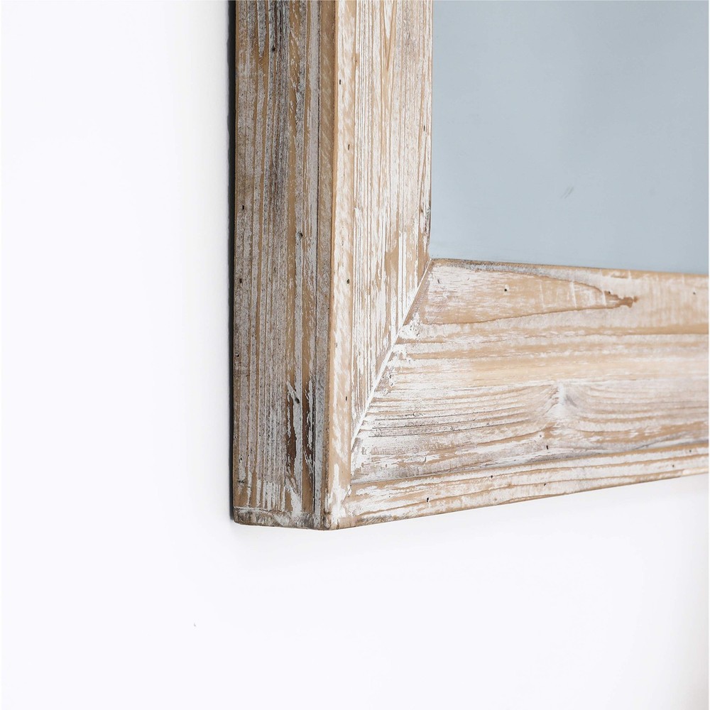 EMAISON 36x24" Rustic Wood Frame Vanity Mirror - Wall Mount, Distressed White