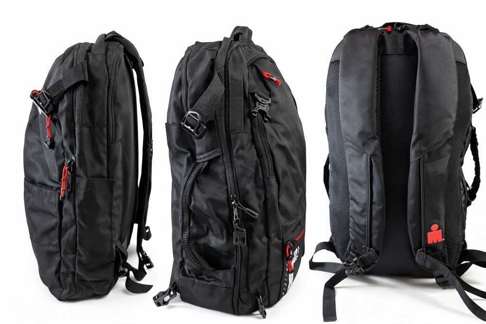 IRONMAN Black & Red Backpack Zip Closure Adjustable Padded Strap Sports
