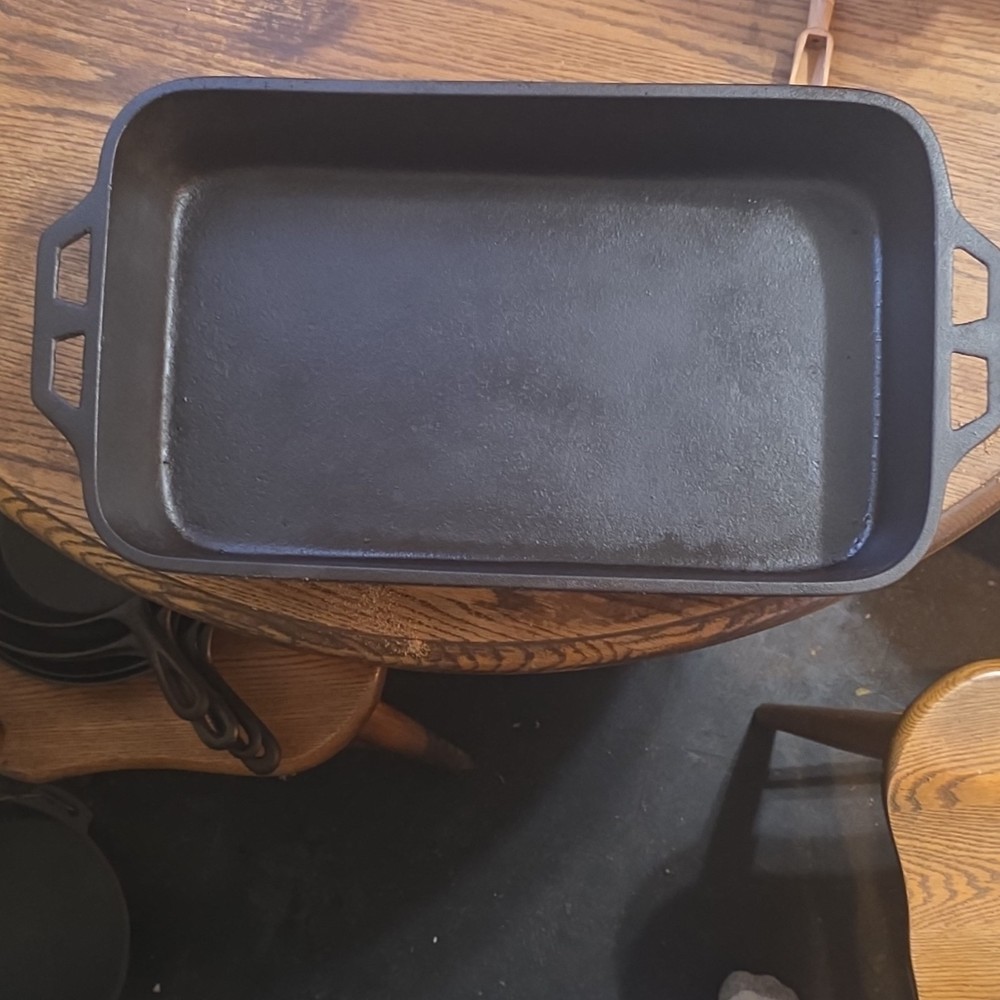Cast Iron Rectangular Baking Pan with Dual Handles Heavy Duty Cookware Kitchen