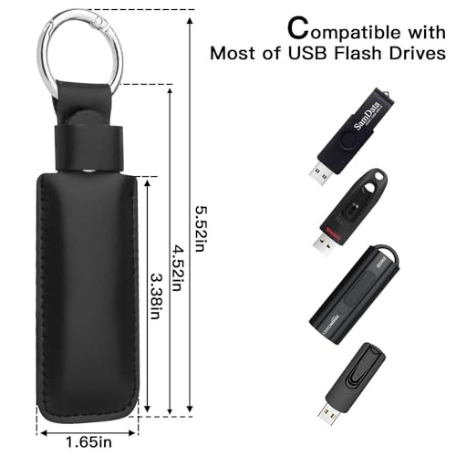 Microfiber Leather USB Flash Drive Case - Anti Lost USB Flash Drive Black