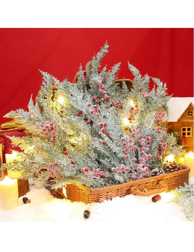 12 Pcs 18.5 Inches Christmas Cedar Branches, Cedar Artificial Christmas Branches